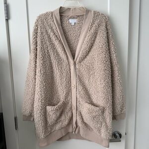 GAP Beige Sherpa-Lined Cardigan